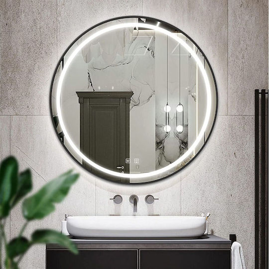 Tutumi Στρογγυλός Καθρέπτης Μπάνιου Led 60x60cm Μαύρος