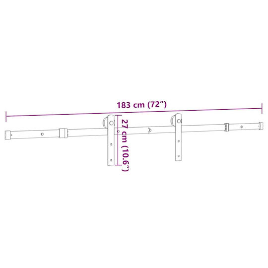 vidaXL Sliding Door Mechanism For Door 183cm Black