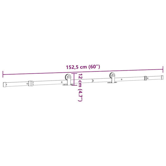 vidaXL Sliding Door Mechanism For Door Knobs 152.5cm Black