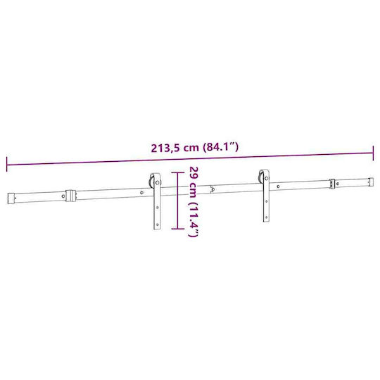 vidaXL Sliding Door Mechanism for Middle Door 213.5cm Black