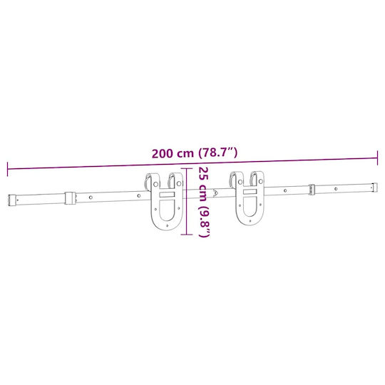 vidaXL Sliding Door Mechanism For Door 200cm Black