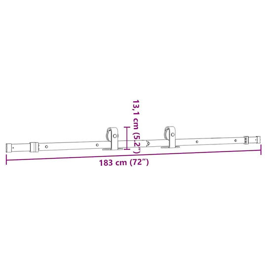 vidaXL vidaXL Sliding Door Mechanism for Middle Door 183cm Black