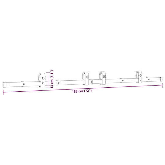 vidaXL Μηχανισμός Συρόμενης Μεσόπορτας 183cm Μαύρος