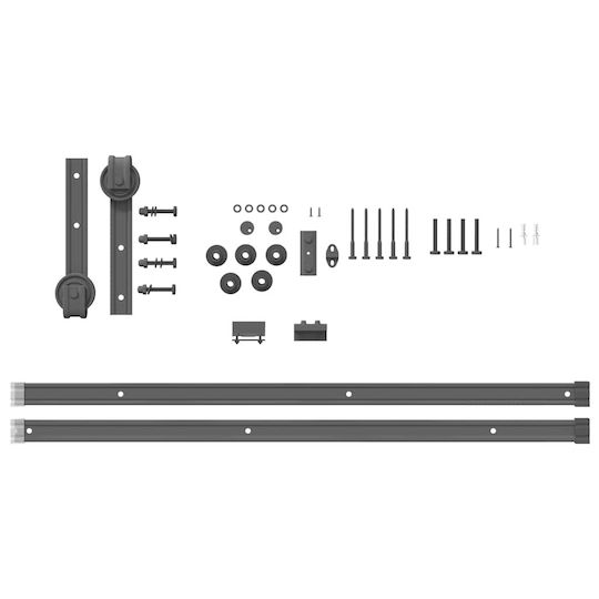 vidaXL Sliding Door Mechanism For Door Knobs 183cm Black