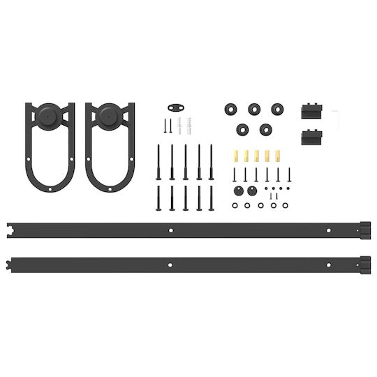 vidaXL Sliding Door Mechanism for Middle Door 200cm Black