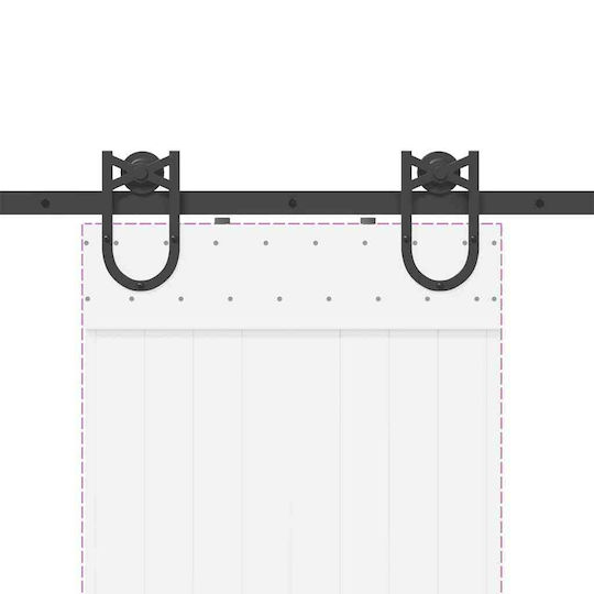 vidaXL Sliding Door Mechanism for Middle Door 183cm Black