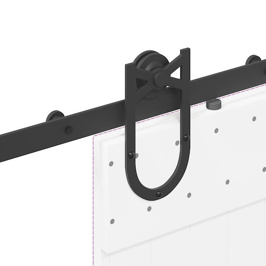 vidaXL Sliding Door Mechanism for Middle Door 183cm Black