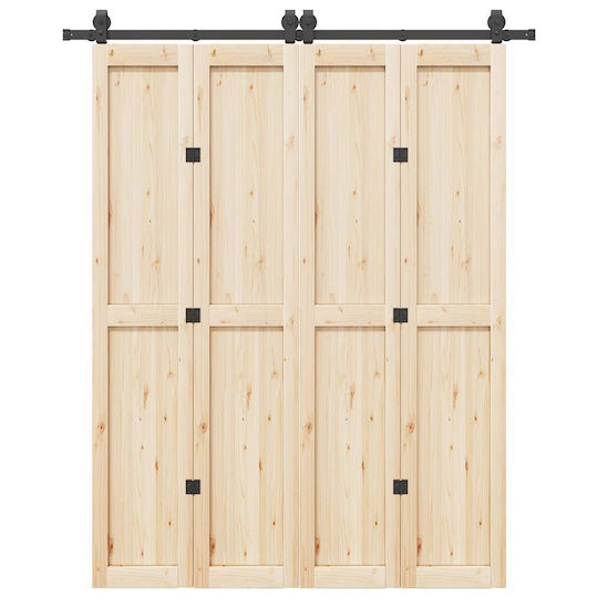 vidaXL Sliding Door Mechanism for Middle Door 183cm Black