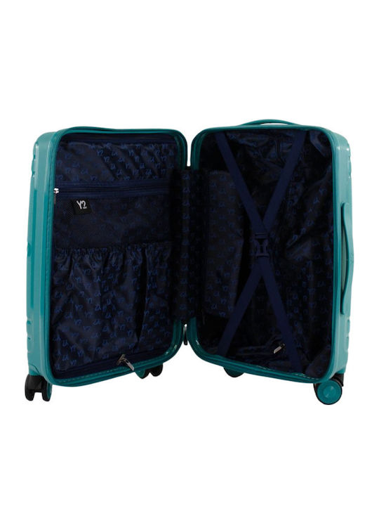 Y Not? Valiză de Călătorie de Cabină Rigidă Aqua cu 4 Roți Înălțime 55cm