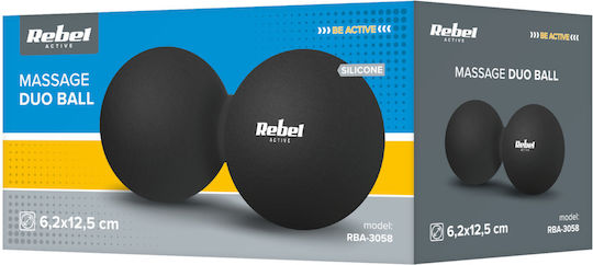 Duoball Double Massage Ball 6.2cm Black Color Silicone Material Rebel Active