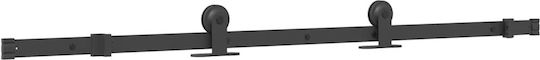 Vidaxl Schiebetür-Beschlagset 76x205 cm Glas & Aluminium Schwarz