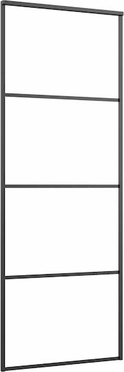 Mecanism ușă glisantă Vidaxl 76x205 cm Sticlă ESG & Aluminiu Negru