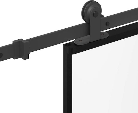 Vidaxl Schiebetür-Beschlagset 76x205 cm Glas & Aluminium Schwarz
