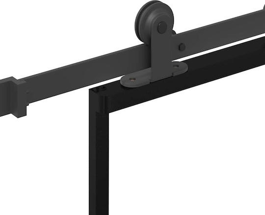 Vidaxl Schiebetürmechanismus 76x205 cm Glas ESG & Aluminium Schwarz