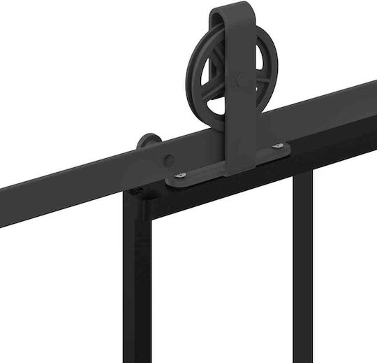 Vidaxl Sliding Door Mechanism 76x205 cm Glass ESG & Aluminum Black