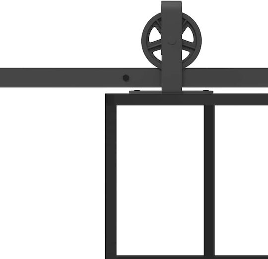 Vidaxl Sliding Door Mechanism 76x205 cm Glass ESG & Aluminum Black