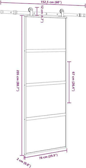 Vidaxl Schiebetür-Beschlagset 76x205 cm Glas & Aluminium Schwarz