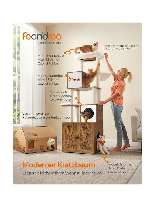 Feandrea Scratching Post Cat Trees Brown 60x1x185cm