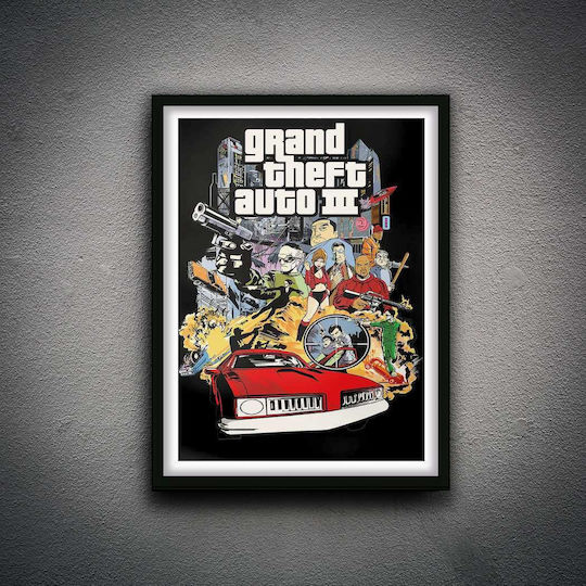 Gaming Poster Grand Theft Auto 3 Gm198 21cm X 30cm White Wooden Frame