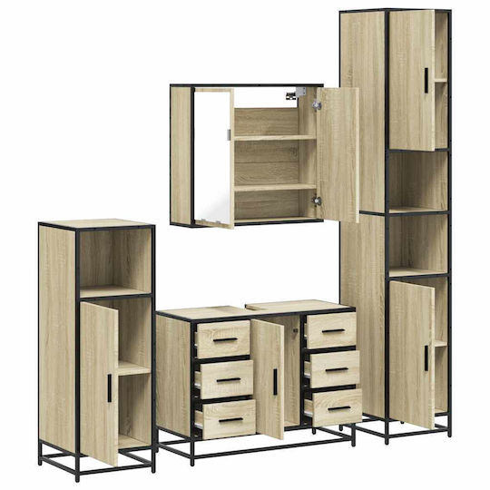 vidaXL Πάγκος με Νιπτήρα & Καθρέπτη Μ80xΒ60xΥ33cm Sonoma Δρυς
