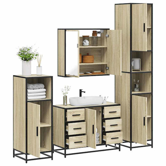 vidaXL Πάγκος με Νιπτήρα & Καθρέπτη Μ80xΒ60xΥ33cm Sonoma Δρυς