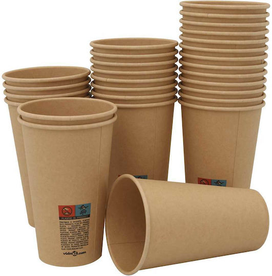 vidaXL Ποτήρι μιας Χρήσης Χάρτινo Καφέ 480ml 1000τμχ