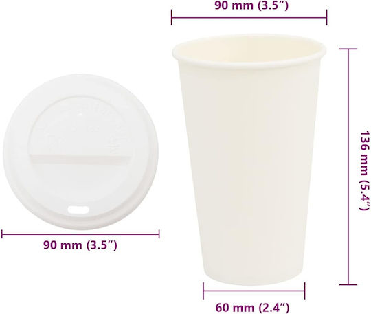vidaXL Ποτήρι μιας Χρήσης Χάρτινo Καφέ 480ml 1000τμχ