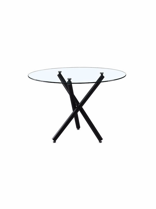 Gem Table Kitchen with Glass Surface Transparent 110x110x74cm