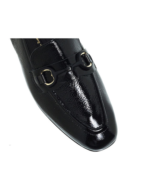 Mourtzi Patent Leather Women's Loafers in Black Color