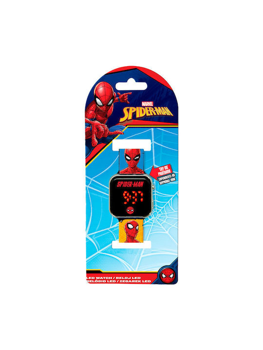 Spiderman Kids Digital Watch with Rubber/Plastic Strap Red