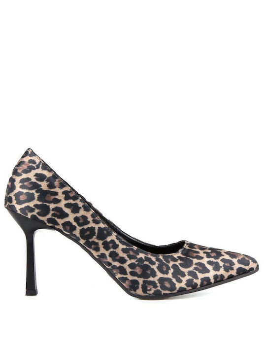 Silia D Pointed Toe Gray Heels Animal Print