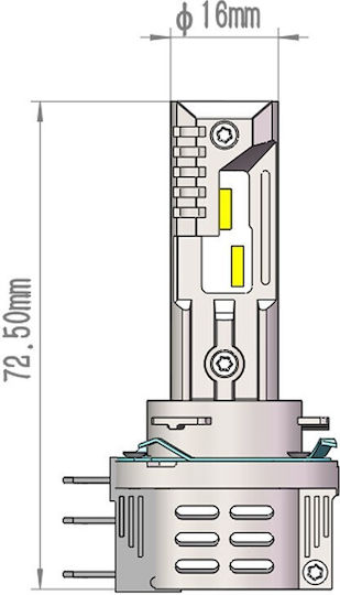 M-Tech Λάμπες Αυτοκινήτου H15 Canbus LED 6000K Ψυχρό Λευκό 52W 2τμχ