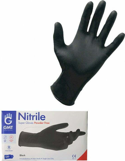 GMT Super Gloves Nitrile Examination Gloves Powder Free Black 100pcs