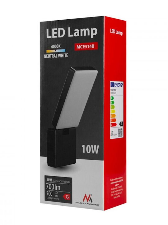 Maclean Energy Επιτοίχιο Εξωτερικό Φωτιστικό LED IP65 10W με Φυσικό Λευκό Φως