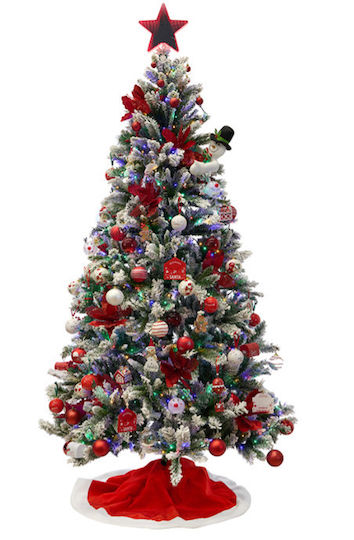 Christmas Tree Skirt Fabric Red with Furry Texture D90cm.