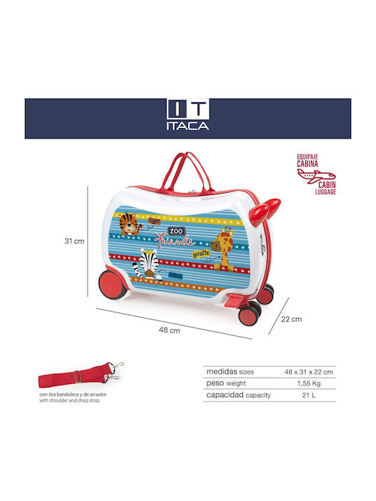 ARSAMAR Rider Crayons Kids Cabin Hard Suitcase White with 4 Wheels Height 31cm