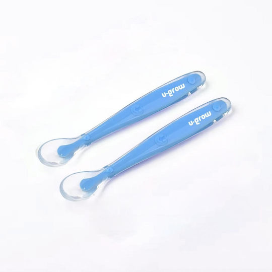 U-Grow Baby Set with Spoons made of Silicone for 6+ months Light Blue
