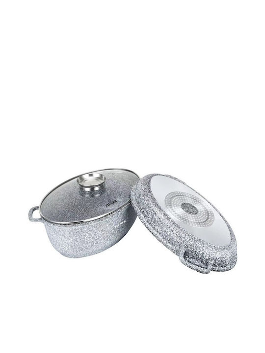Zilner Dutch Oven Oval Made of Aluminum with Glass Lid 36x24cm 1pcs