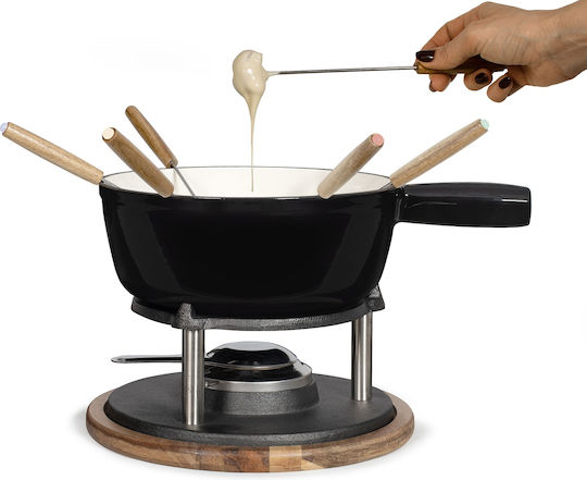 Livoo Stainless Steel Fondue Pot with Tea Light Black 19x19x19cm