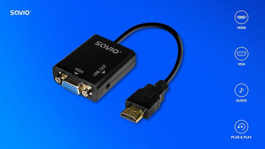 Savio Μετατροπέας HDMI male σε VGA female
