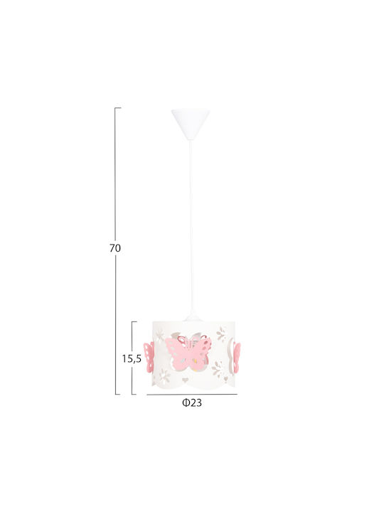 HomeMarkt Kids Metallic Single Ceiling Light E27 Pink 9W 23x15cm