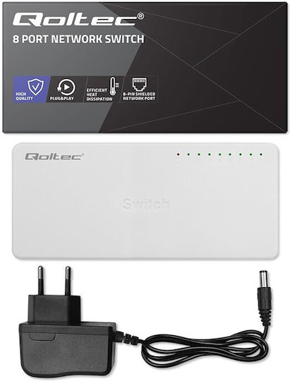Qoltec 52248 Negestionat Switch cu 8 Porturi Gigabit (1Gbps) Ethernet