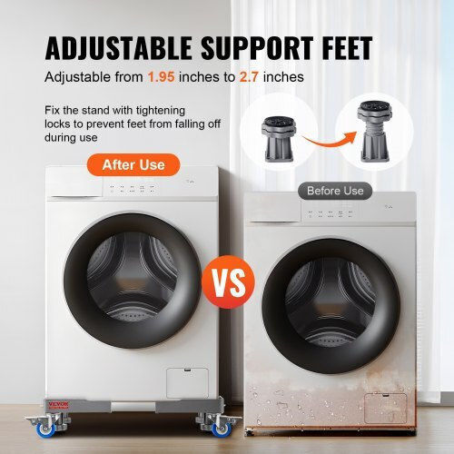 Vevor WGC1725INCHPX7LJ7V0 Adjustable Base For Washer/Dryer made of Plastic with Wheels 1pcs