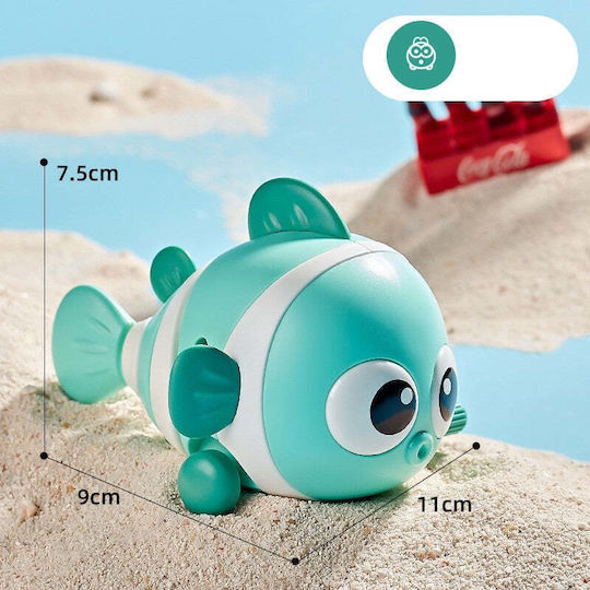 Mechanical Toy Children Flippy Funny Fish Key Fun Crawls Moves 11 X 9 X 7.5 Cm Green