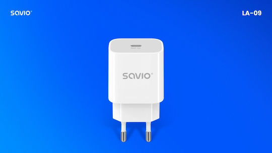 Savio Зарядно без кабел с USB-C порт 20W Power Delivery Бял (LA-09)