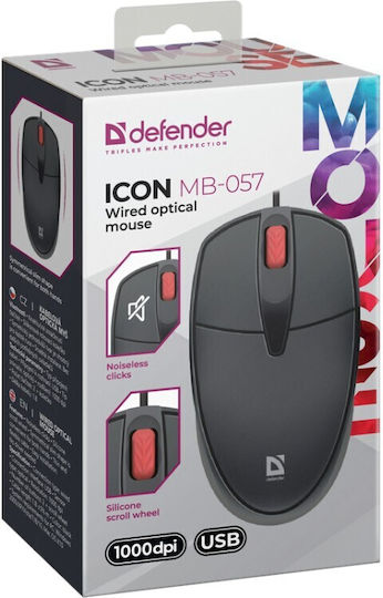Defender Icon Mb-057 Black Ενσύρματο Ποντίκι Μαύρο