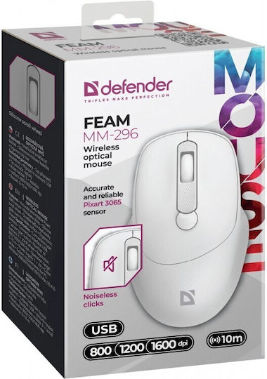 Defender Wireless Mouse Feam White