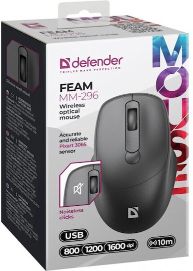 Defender Ασύρματο Ποντίκι Feam Black