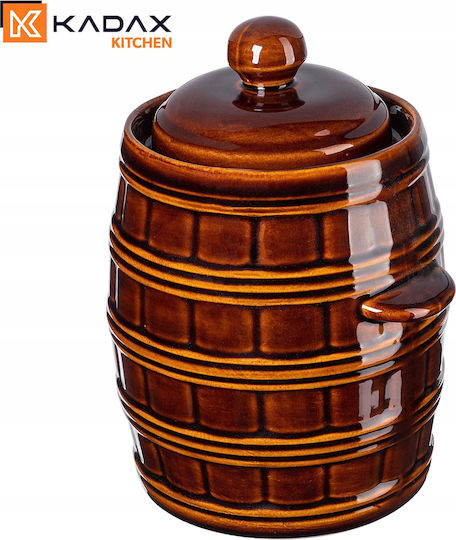 Kadax Ваза За Обща Употреба с Капак Керамика Кафява 4000ml
