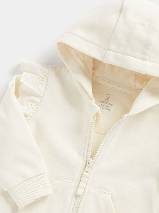Kids Sweatshirt Cardigan with Hood Ecru